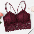 SHEIN Burgundy Sexy Eyelash Lace Women Bralette Underwear Wireless Padded Seamless Bra Ultra Strap Padded Bras for Women